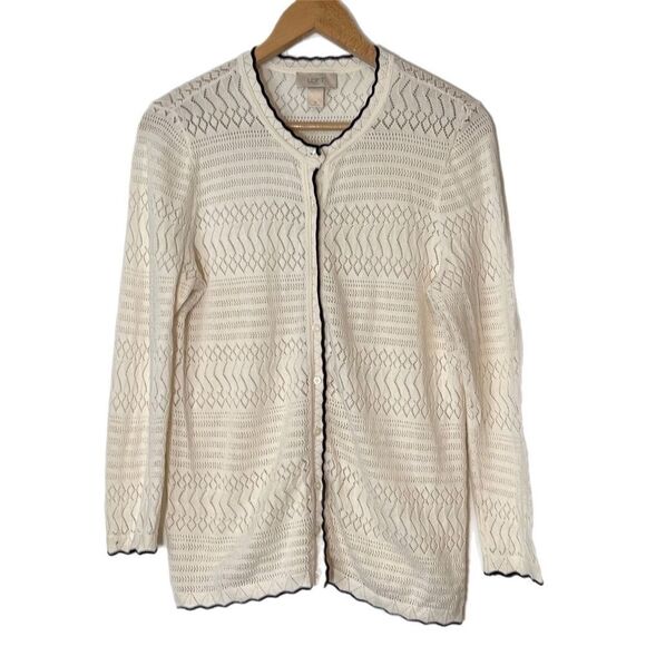 Loft Open Knit Scalloped Button Up Cardigan - Picture 5 of 5